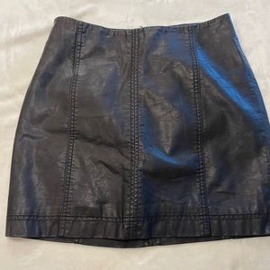 Free people Black leather skirt